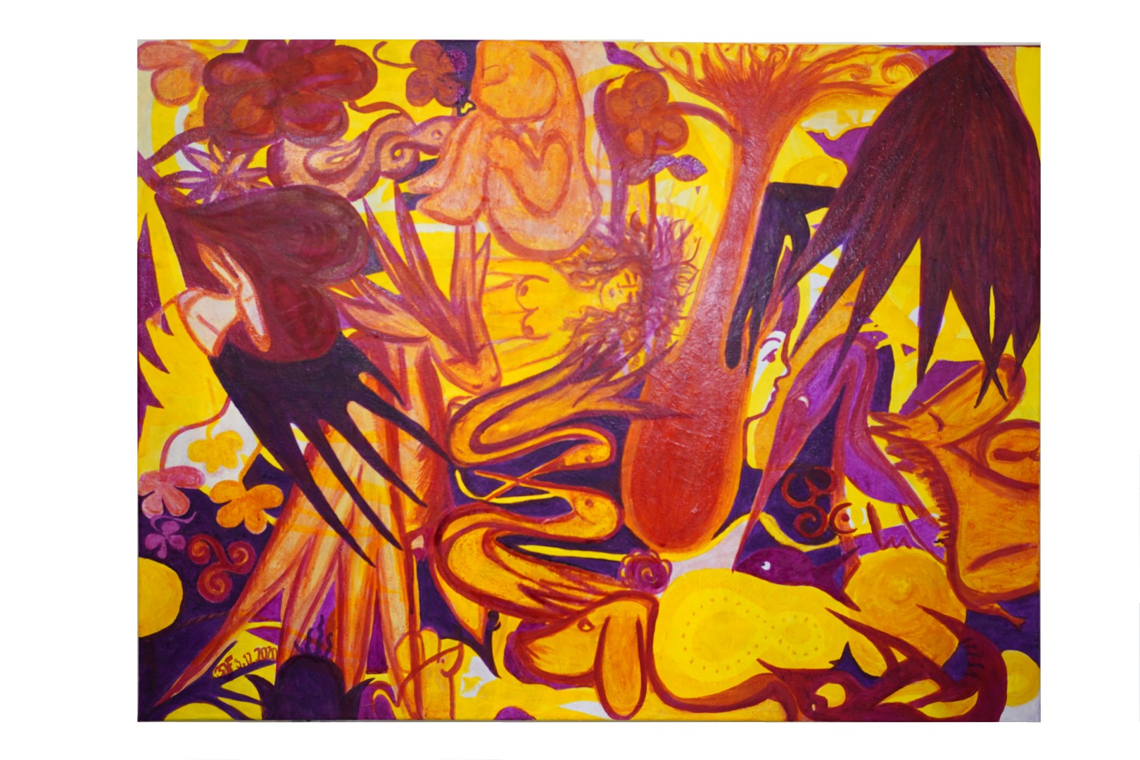 Werktitel: Impression of He(ART)
Das Bild entstand im Dezember 2020. Diese eher düstere Pandemie-Zeit brachte mich dazu, meine innere Welt in Farbe auszudrücken und sie nach draussen in eine Welt ohne öffentliches Leben zu bringen. Es ist Zeit für einen farbigen Neustart! 