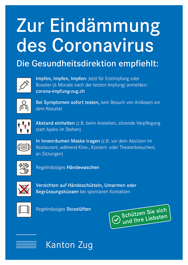 Plakat Zur Eindämmung des Coronavirus