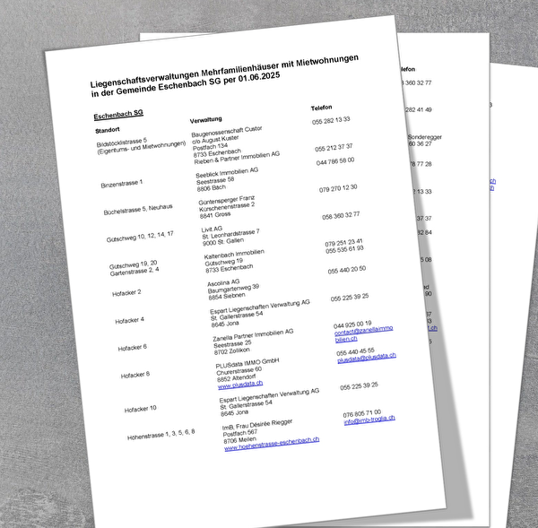 Liegenschaftsverwaltungen Mehrfamilienhäuser Eschenbach