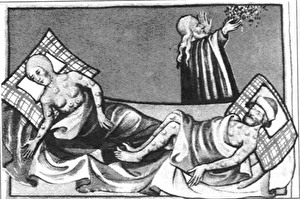 Darstellung der Beulenpest in der Toggenburger Bibel (1411)