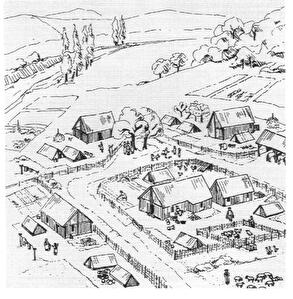 Modellvorstellung eines frühmittelalterlichen Dorfes