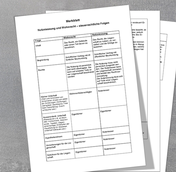 Merkblatt Wohnrecht & Nutzniessung Gemeinde Eschenbach