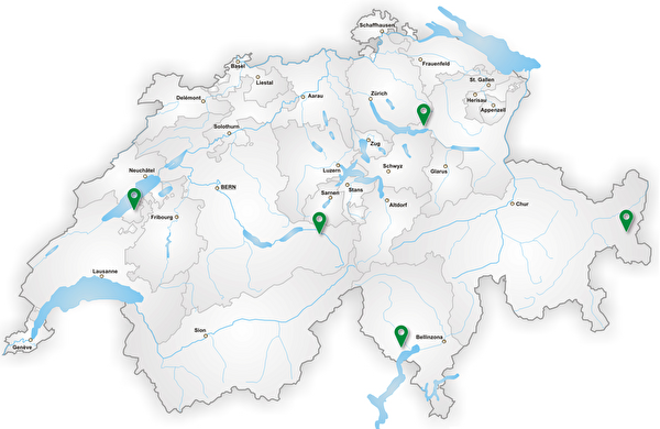 Markierte Partnergemeinde auf der Schweizerkarte