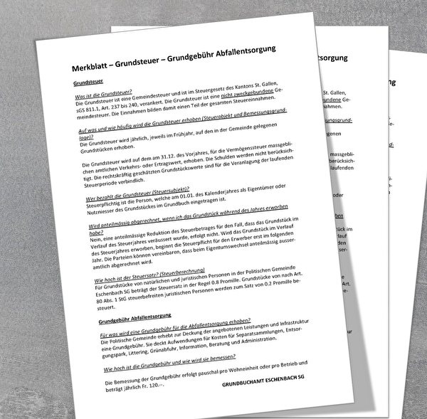 Merkblatt: Grundsteuer & Grundgebühr Abfallentsorgung
