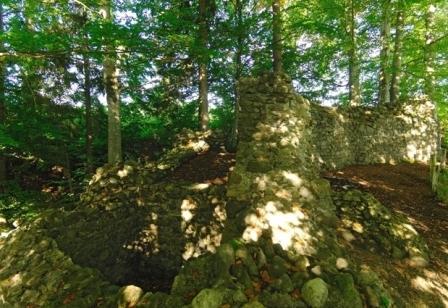 Die Burg Helfenberg wurde im 13. Jahrhundert errichtet und war einer der zahlreichen Wohnsitze der weitverzweigten Familie der Gielen von Glattbrugg. Spätestens 1388 war das Kloster St. Gallen Besitzerin der Burg. Im Appenzeller Krieg wurde die Burg im Jahr 1407 endgültig zerstört.
Die Anlage wurde anschliessend dem Zerfall überlassen und stürzte später grösstenteils in die Schlucht der Glatt ab.
Die Mauerreste wurden 1964/65 gesichert und konserviert.


