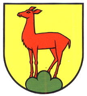 rote Hirschkuh gelber Hintergrund