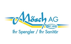 schriftzug mösch ag in blaugelber Farbe
