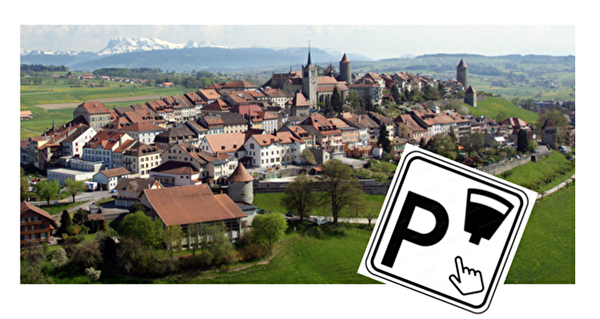 Ville de Romont avec signal parking payant