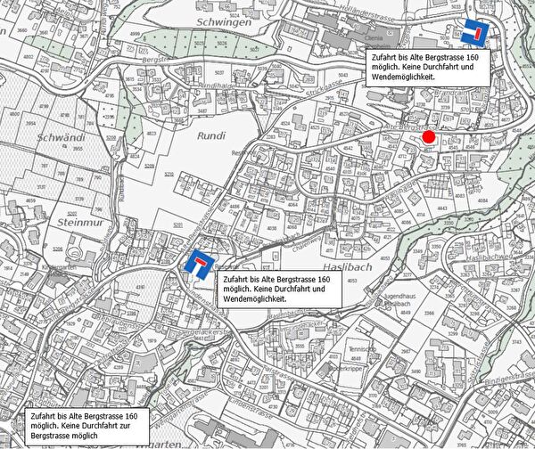 Strassensperrung Alte Bergstrasse 160