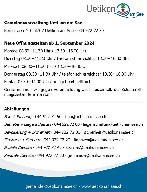 Öffnungszeiten Gemeindehaus