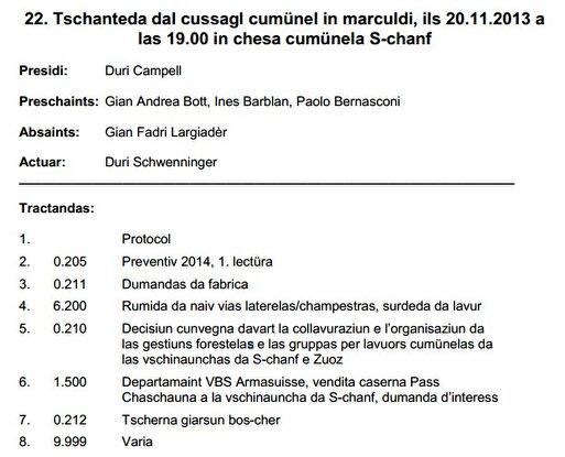 Glista da tractandas 