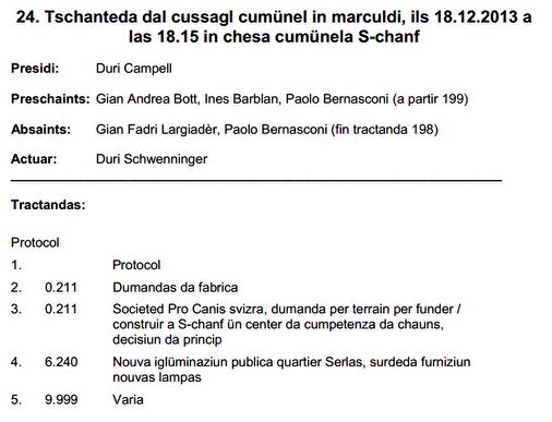 Glista da tractandas 