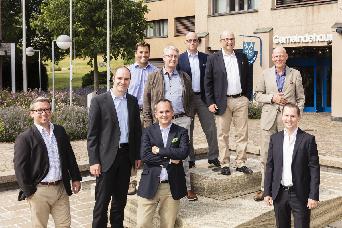 Hinten von links nach rechts: Stefan Bührer, Thomas Epprecht, Christian Dietsche, Jürg Eberhard, Marc Bohnenblust.
Vorne von links nach rechts: Martin Sykora, Thomas Kauflin, Andreas Hugi, André Hartmann