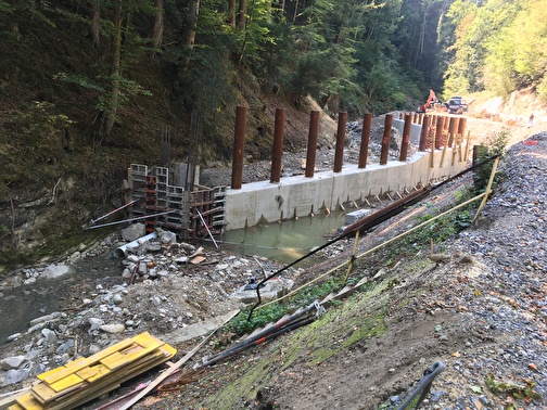 Betonarbeiten am Holzrückhalt Papieri im Sommer 2018