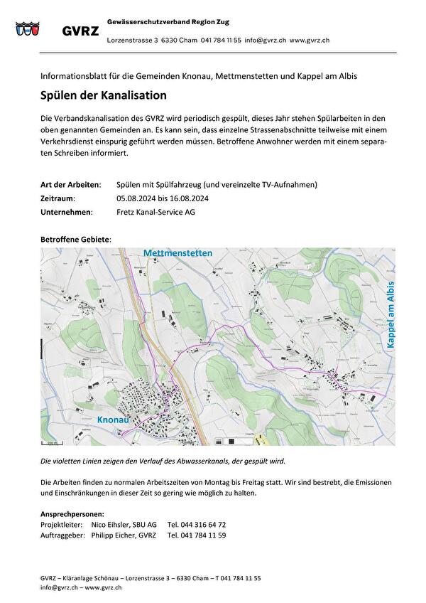 Informationsblatt Spülen Verbandsnetz GVRZ