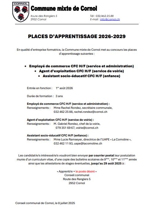 Places d'apprentissage