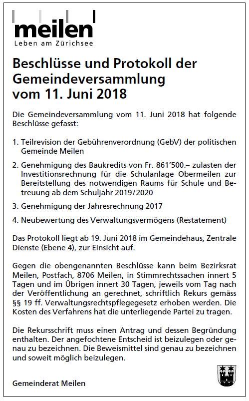 Publikation GV-Beschlüsse 15.06.2018