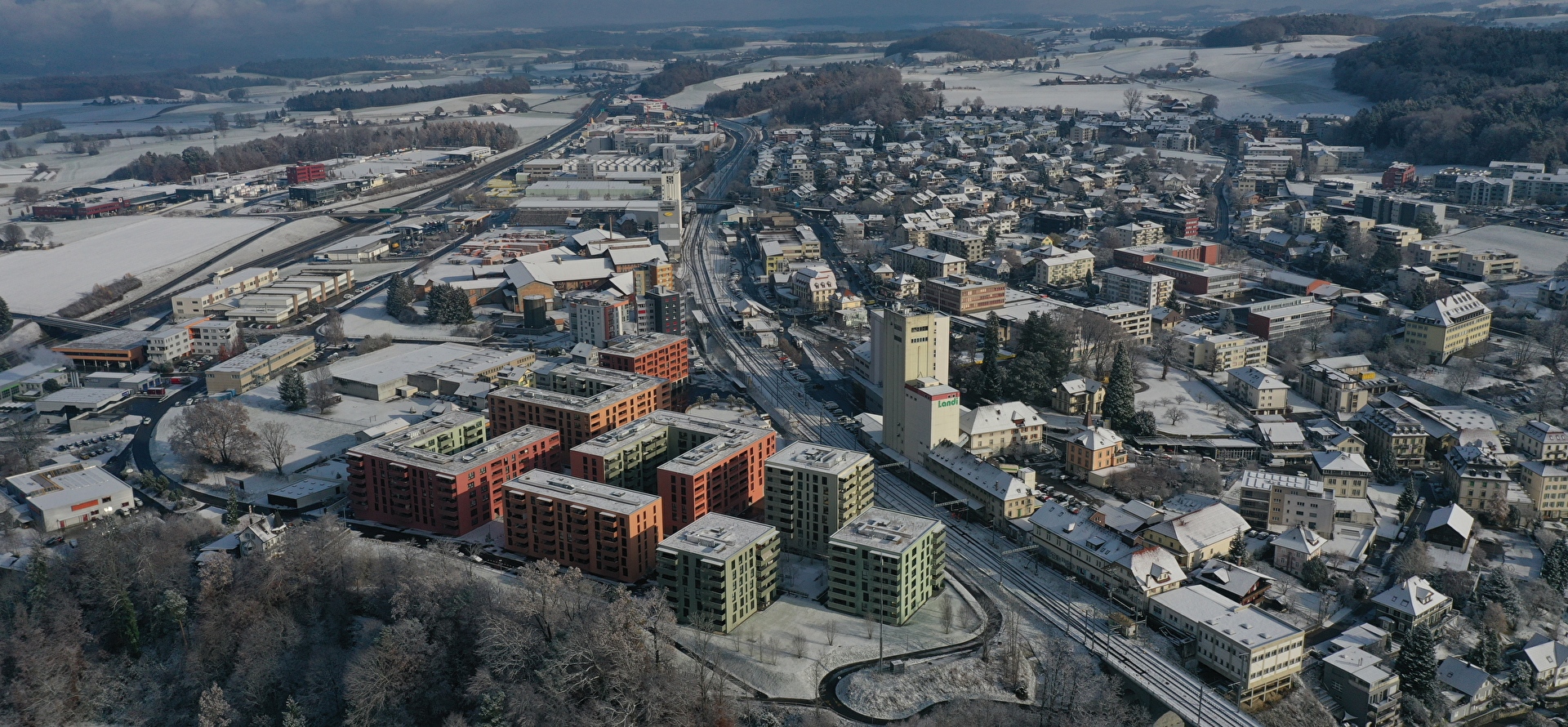 Luftbild Düdingen Winter