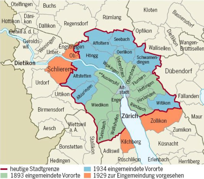 Karte Eingemeindung