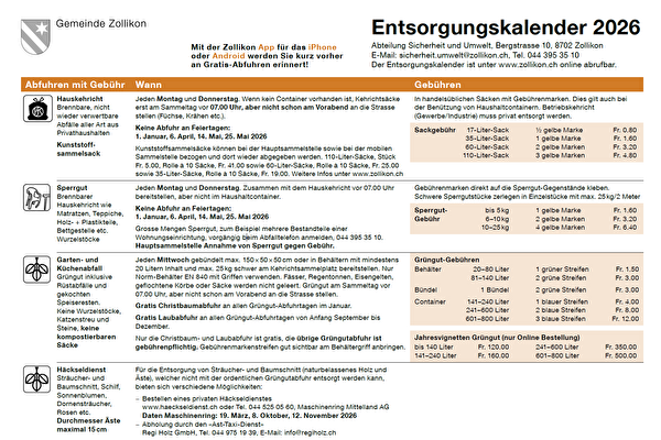 Entsorgungskalender 2026