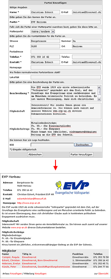Anleitung für Parteieintrag