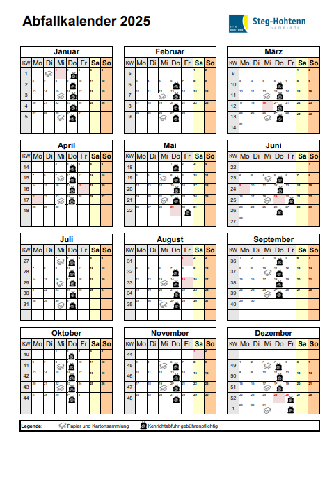 Abfallkalender Steg-Hohtenn 2025
