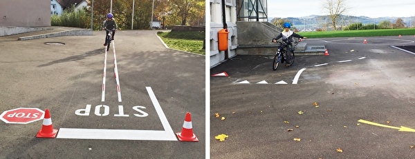 Ansicht von zwei Bildern während der Verkehrssicherheit für Kinder 