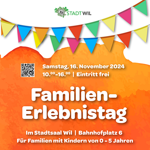 buntes Plakat mit Hinweis auf Familien-Erlebnistag