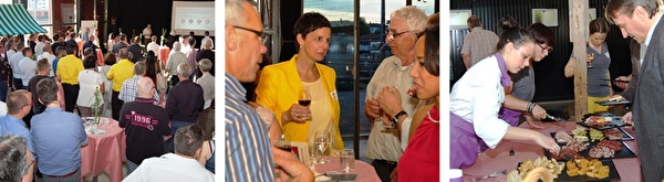 Vierter Unternehmerapéro in der Lokremise Wil - Stadtpräsidentin Susanne Hartmann im Gespräch mit Unternehmer