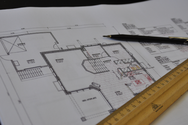 Grundriss einer Wohnung auf Papier