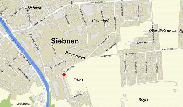 Anfahrtsplan Entsorgungsstelle Kraftwerk Siebnen