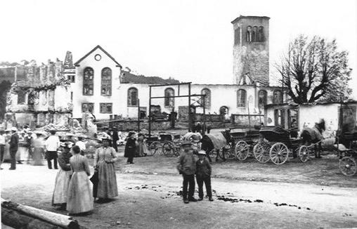 Das Dorf Plaffeien nach dem Dorfbrand vom 31. Mai 1906