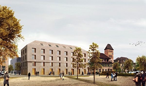 Visualisierung der Aussenansicht - Der vom Architekturbüro Baumschlager Eberle Architekten geplante Neubau der BRUN Real Estate AG