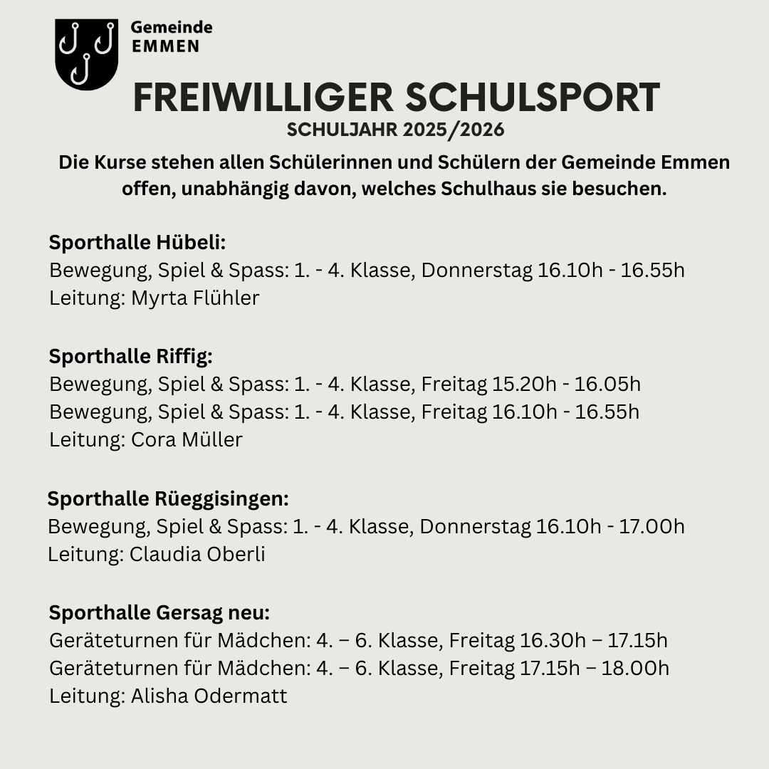 Flyer Freiwilliger Schulsport 25/26 2