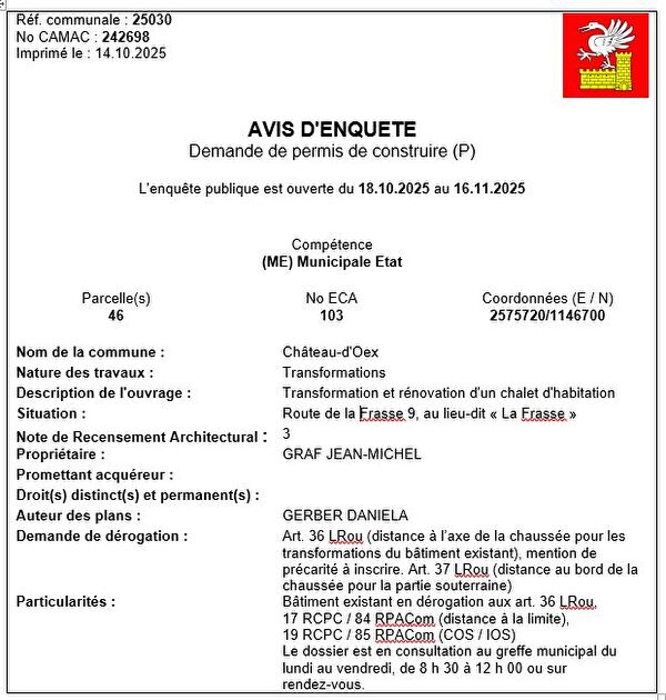 Avis d'enquête - La Frasse