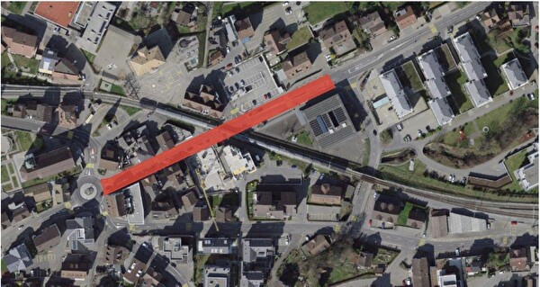 Plan der Sperrung der Hauptstrasse von der Abzweigung Wächlenstrasse bis zum Kreisel