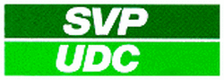Logo SVP mit günem Band und weissem Schriftzug
