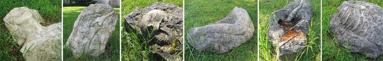 Steinskulptur, Komposition in Rasen verlegt