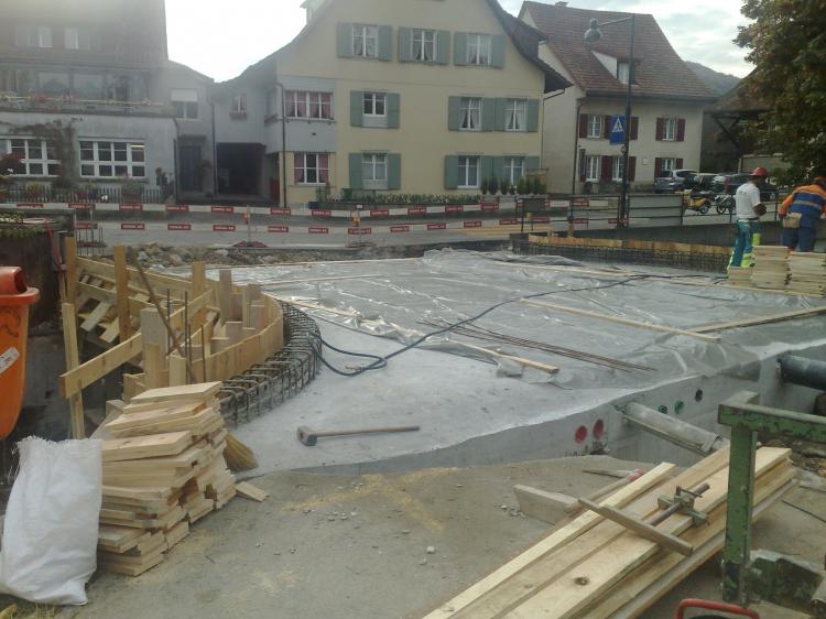 Bauarbeiten an der Schlyffibrücke.