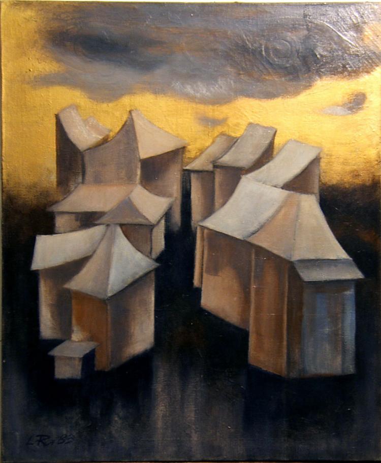 Öl auf Holz, Untergrund Gold