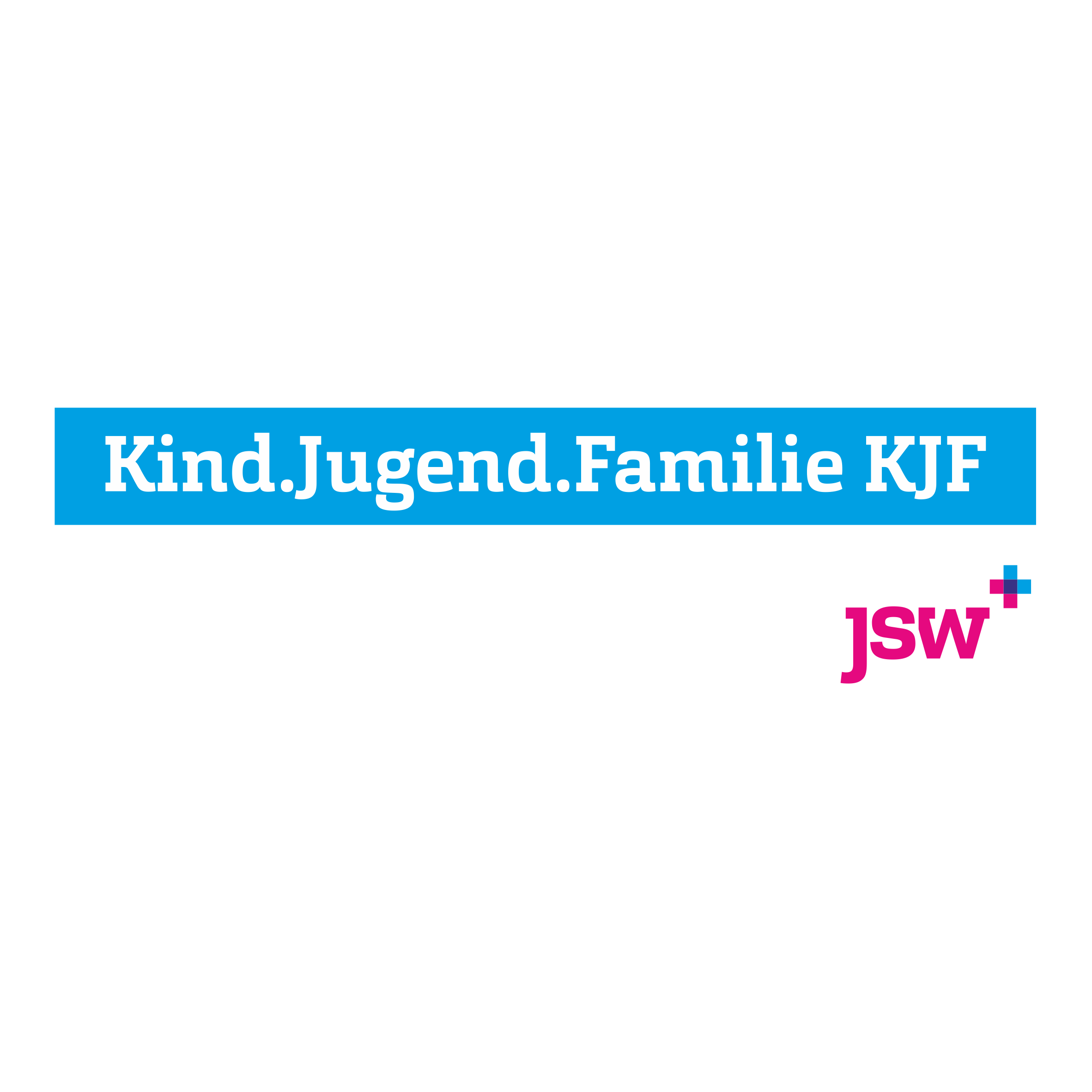 Schriftzug Kind Jugend Familie KJF mit JSW-Logo