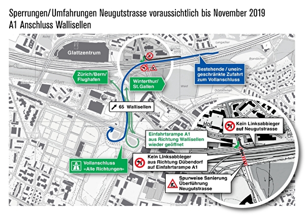 Verkehrsführung Anschluss Wallisellen / Neugutstrasse