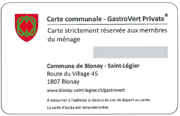 Carte d'accès à la déchetterie de Blonay