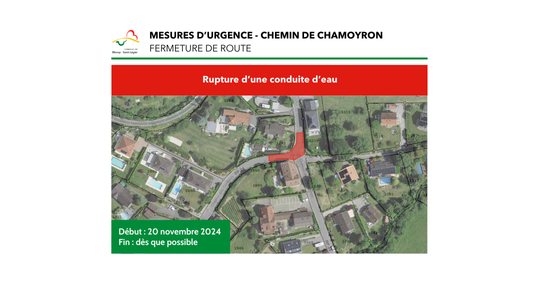 Travaux - avis - informations - chemin de Chamoyron