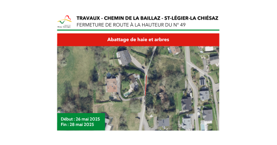 Travaux - avis - informations - chemin de la Baillaz 49, St-Légier-La Chiésaz