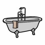 Devant la baignoire