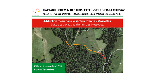 Travaux - Chemin des Mossettes, entre la buvette des Mossettes et le Creux-aux-Oies 