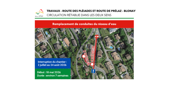 Travaux - Route des Pléiades et route de Prélaz - Blonay