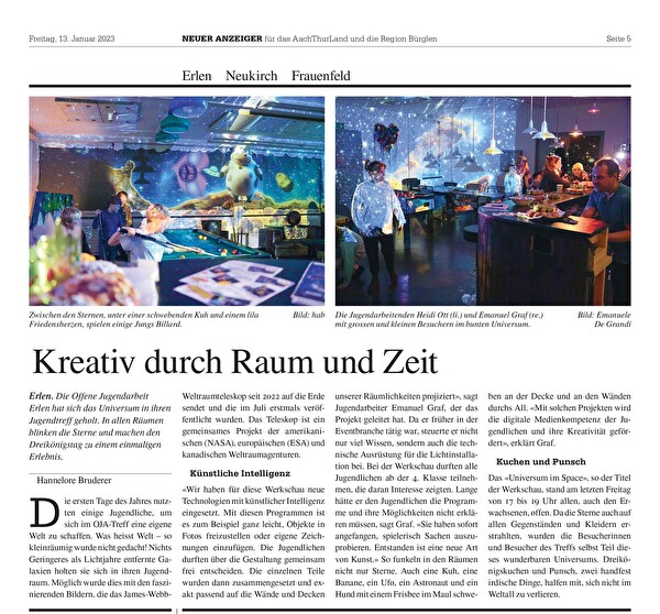 Zeitungsbericht Universum im Space