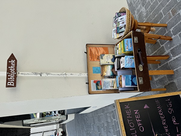 Alter Koffer mit Büchern zum Kaufen